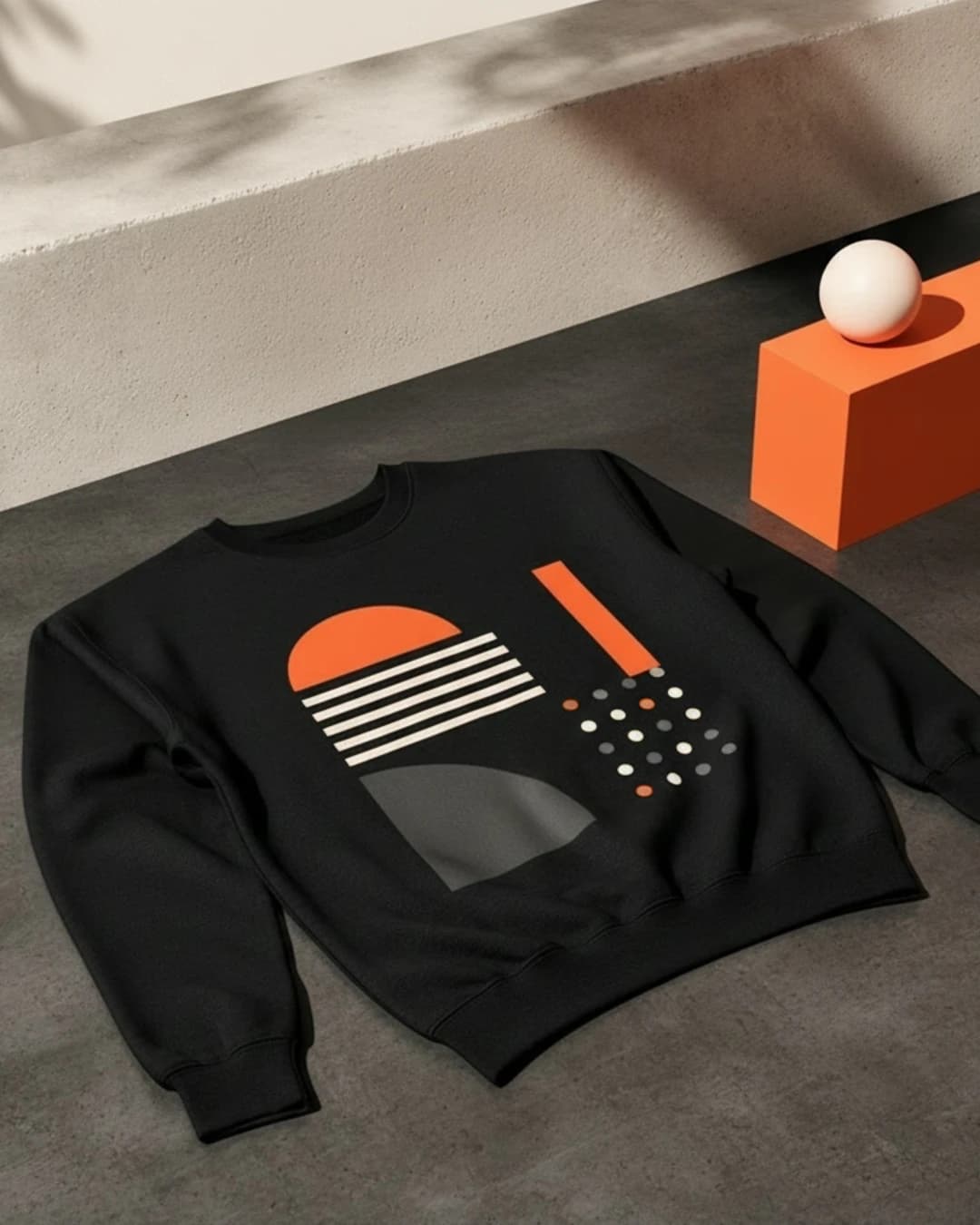 Schwarzer Sweater mit geometrischem Beispielmotiv